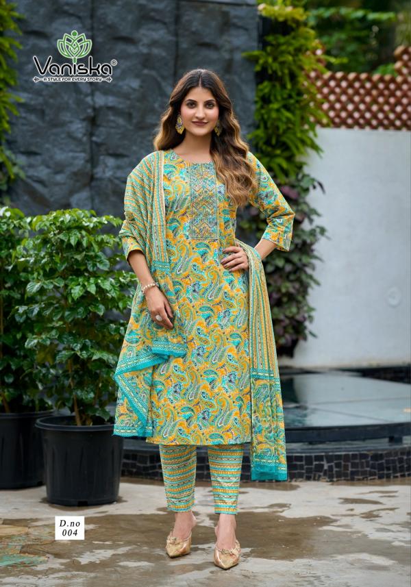 Vaniska Trendy Cotton Vol 1 Embroidery Work With Printed Readymade Collection